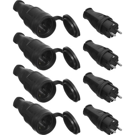 4 Sets Kit Fiche Mâle+Prise Femelle, Fiche Électrique En Caoutchouc Broche, Mâle Et Femelle, 16a 250v Kit De Sécurité En Caoutchouc, Prise Industrielle En Caoutchoucs Pour L'extérieur (1/5)