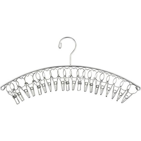 Séchoir à linge en acier inoxydable épais en forme d'arc, résistant au vent, pour chaussettes, serviettes, soutiens-gorge et sous-vêtements, 20 pinces