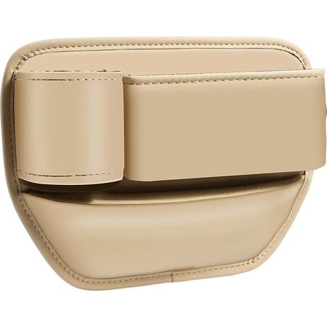 Scatola Portaoggetti In Pelle Pu, Organizer Per Sedile Anteriore Auto Per Telefoni Cellulari, Portafogli, Carte, Monete, Tazze, Stessa Direzione (Albicocca + Portabicchieri Anteriore Auto)