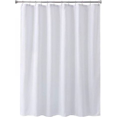 1PC 80X180CM,Blanc,Rideau de Douche Blanc imperméable et Anti-moisissure Rideaux de Salle de Bain avec œillets et Crochets Anti-Rouille (1/4)