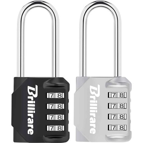 Lot de 2 Cadenas Code 4 Chiffres, Résistant Aux Intempéries Serrure à combinaison pour Casier, Valise, Garage, Portail, École, Alliage de Zinc (Noir) (1/3)