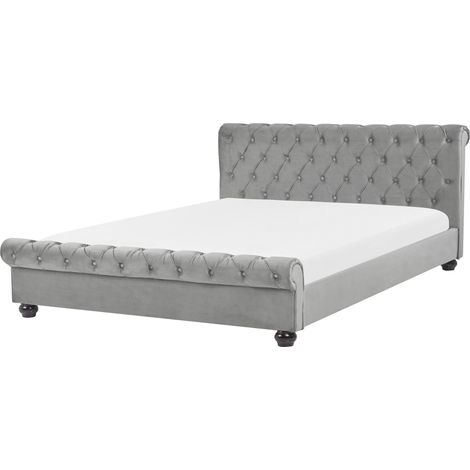 Bed Velvet AVALLON 180 x 200 cm (EU Super King) Grey
