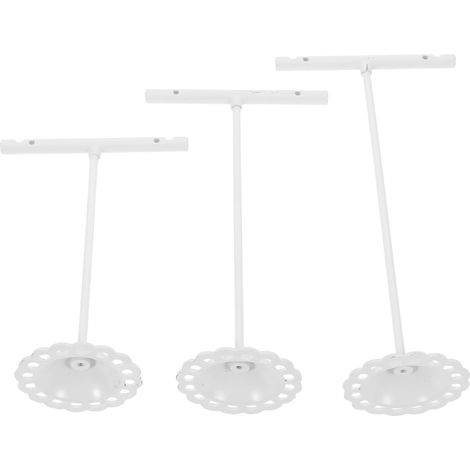 Expositor de pendientes de metal blanco en forma de T de 3 piezas, organizador que ahorra espacio, compatible con pendientes de botón para ferias de artesanía. (1/5)