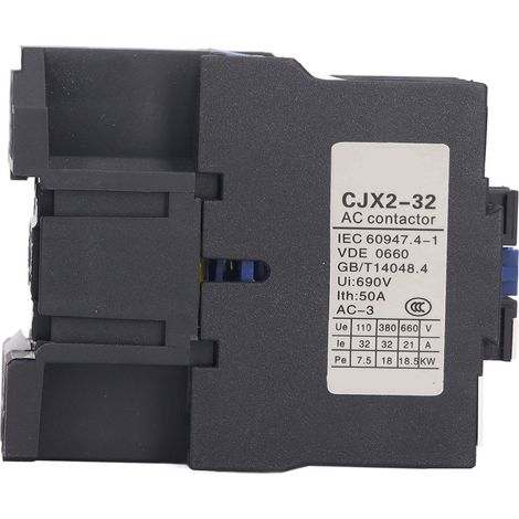 Contacteur électrique 32 A triphasé à contacts argentés, normalement ouvert, pour montage sur rail DIN, 110 V (1/5)