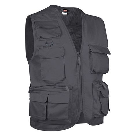 Chaleco multibolsillos en tejido sarga VALENTO Safari XL Gris carbón