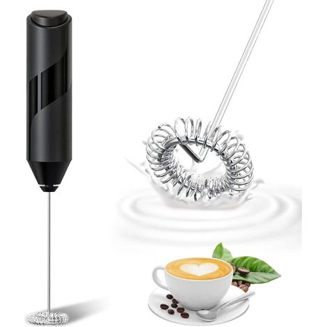 Elektrischer Milch- und Kaffeemixer, 14.000 U/min, Mini-Aufschäumer mit lebensmittelechtem Edelstahlkopf - Crezuo (1/4)