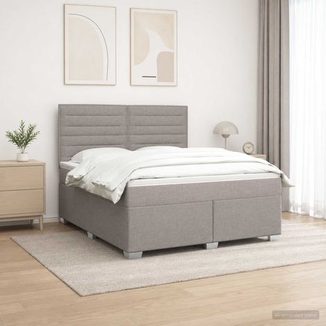vidaXL Lit boxspring avec matelas Taupe 140 x 190 cm Tissu (1/5)