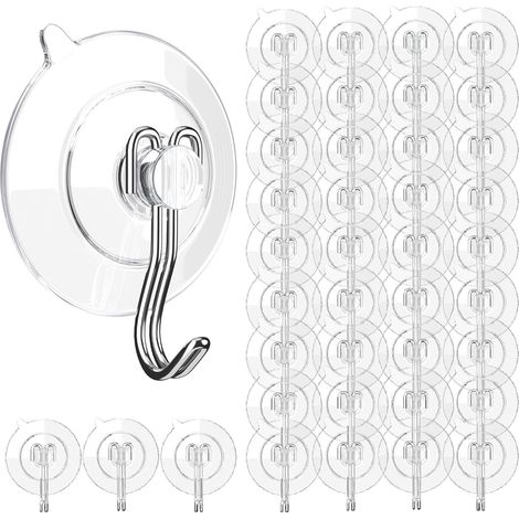 Saugnapfhaken – Universelle Allzweck-Wandhaken aus Edelstahl, kleine abnehmbare Saugnäpfe für Küche, Badezimmer, Dusche, Wand, Fenster, Glastür, 1,4 kg (40 Saugnäpfe)