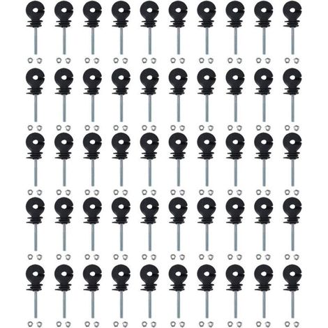 Lot de 50 isolateurs de clôture électrique,Isolateurs à Anneau à Visser Accessoires de Clôture Électrique Accessoires de système de Grille Tube isolateur annulaire pour élevage d'animaux