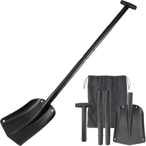 Pelle À Neige De Voiture À Long Manche De 82cm, Petite Pelle En Métal Amovible, Outil À Sable Et À Glace En Aluminium, Noir (1/4)