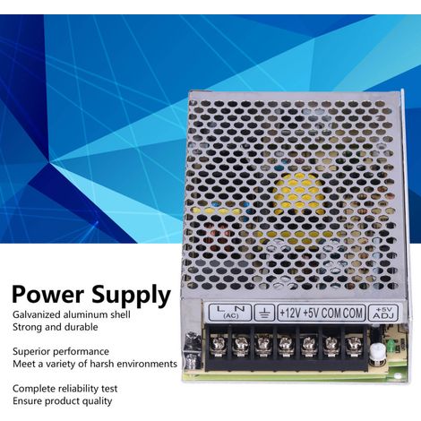 Alimentation à découpage BERM, double sortie CC 5 V/4 A ou 12 V/3 A, tension d'entrée 115/230 V CA, D-60 A (1/4)