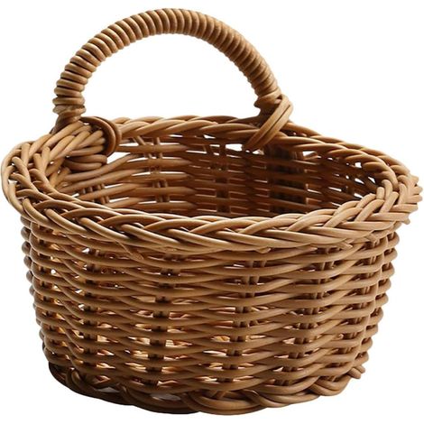 Panier suspendu tressé en plastique marron pour fleurs et rangement, design unique réutilisable (1/5)