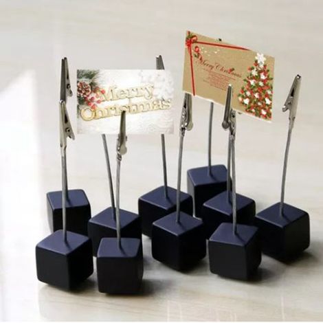Porte-notes/support photo avec pince, base cubique stable pour la maison, les mariages, les bureaux et les fêtes (1/5)