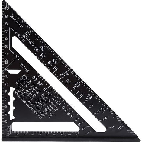 7'' Metric Aluminum Alloy Oxidation Roofing Square Triangle Angle Protractor Aluminum Alloy Triangle Angle Measure Protractor Black Color (1/5)