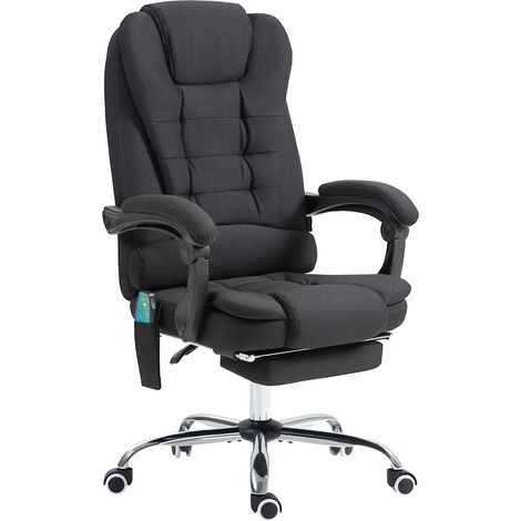 Silla de oficina con función de masaje, silla de escritorio ergonómica con función reclinable y calentadora, silla para ordenador regulable en altura con reposapiés, bolsillo lateral y mando a distanc