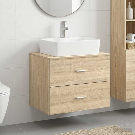 vidaXL Juego de muebles de baño Roble Sonoma Madera de ingeniería (1/5)