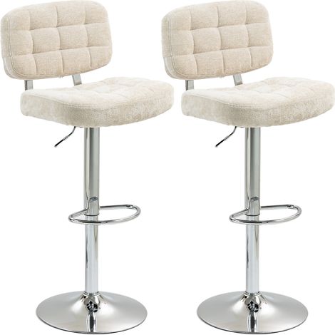 Lot de 2 tabourets de bar ZELIE noir et beige (1/5)