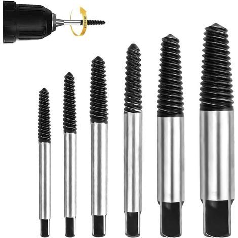 Extracteur Vis, Tourne a Gauche Extracteur, [6 Pièces M3-M25 en Acier à Roulement] - Extracteur de Vis Cassée, Kit D'extraction de Vis pour Vis Endommagées, Tuyaux (1/5)