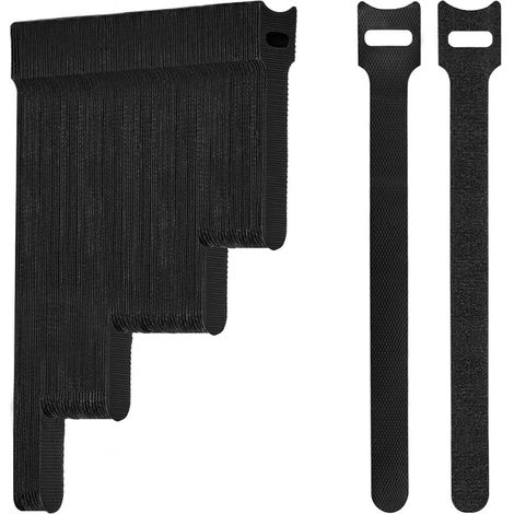 120x Klett Kabelbinder wiederverwendbar, Schwarz, 10-25cm, für Kabelmanagement (1/5)