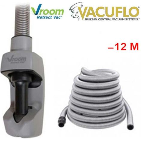 Flexible Vroom Retract Vac - compatible toutes marques d'aspiration centralisée - longueur au choix (9m et 12m) - 12m