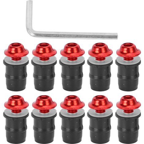 Kit 10 vis M5x16mm pour pare-brise moto, boulons universels avec clé, rouge, fixation écran protection (1/5)