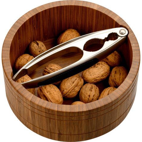 Schale aus dunklem Bambus mit Nussknacker, Ø 16,6 cm (1/2)