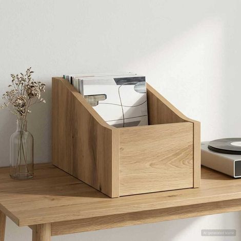 Irovami Boîte à disques vinyle en chêne fabriquée à la main, 18 x 32 x 18 cm (1/5)