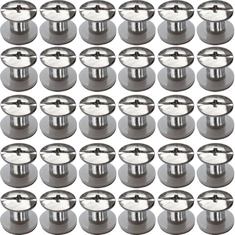 30 Kits Vis Chicago Screws,M56mm Vis de Livre,Rivet a Visser de remplacement en métal pour sacs, livres, colliers, sacs à dos, laisses de chien, laisses (Argent) (1/5)