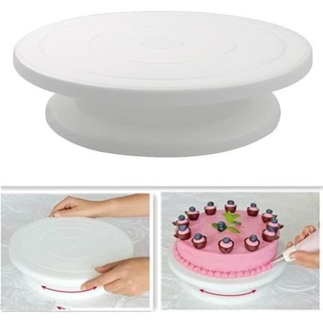 Plateau tournant à gâteau - Ustensiles de pâtisserie - Plateau à gâteau blanc AZC blanc (1/5)