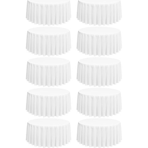 10 Paquet de Nappes Rondes Blanc, Nappe Ronde de 305 cm Tissu en Polyester Lavable et Réutilisable Résistant aux Taches et aux Rides pour fête de Mariage, Banquet, Restaurant décoration (1/5)