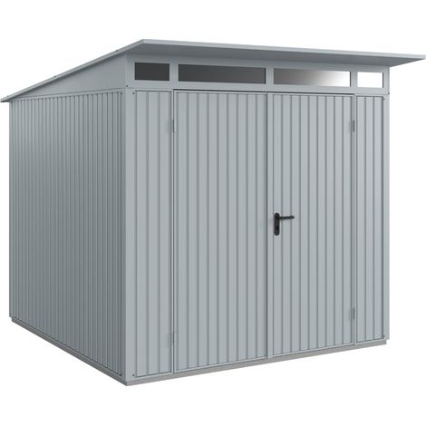 Hörmann Metall-Gerätehaus Berry Classic mit Pultdach Typ 2, 248 x 283 cm, fenstergrau, 7 m², 2-flüglige Tür (1/5)