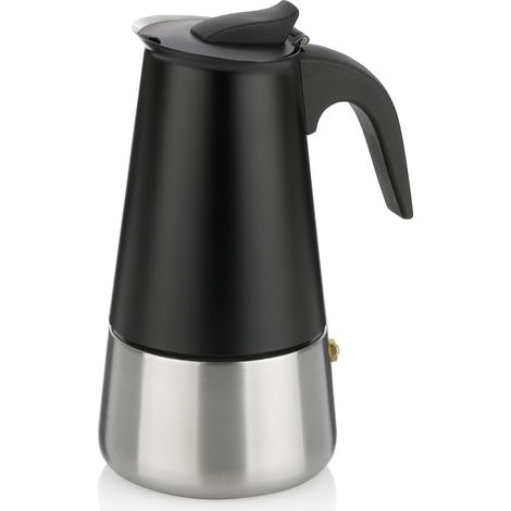 Cafetera de acero, 0,3 l (6 tazas), diámetro 10 x 19,5 cm, negra y acero / Kela (1/3)