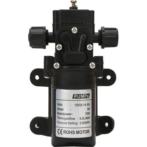Pompe à diaphragme haute pression auto-amorçante 12V 70W 6L/min, pompe à eau à filetage double côté, robuste et fiable (1/5)