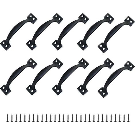 [NEVER USED] 2x Door Handle Furniture Handle 100mm Retro Furniture Handle with Screws for Garden Sheds Wooden Gates Kitchen Cabinets - Black