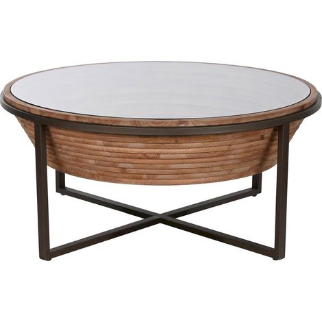 Table basse verre et bois élégance salon - Bois brun foncé et verre transparent (1/5)