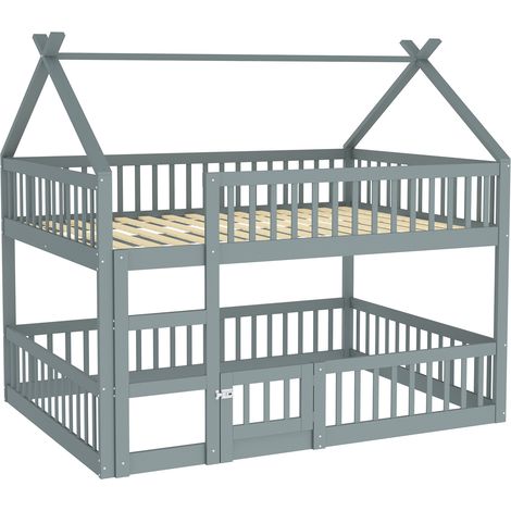 Etagenbett für Kinder 140 x 200 cm grau mit Treppe MODENUIT (1/5)