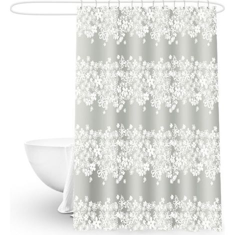 Ensemble Rideau de Douche Plage - Tissu Polyester Étanche de Largeur Généreuse - Livré avec Doublure et Crochets