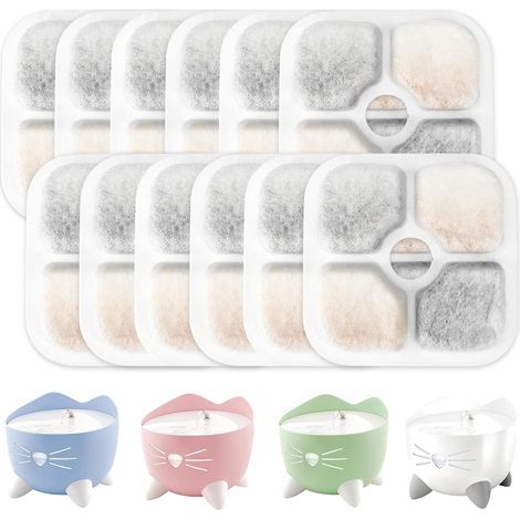 Lot de 20 Filtre Fontaine Eau Chat, filtre de remplacement pour fontaine pour animaux de compagnie avec système de triple filtration