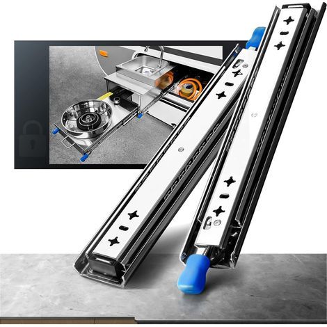 Glissiere pour Tiroir Charge Lourde Avec Serrure de Fixation Coulisse Tiroir 120kg Capacité de Charge Roulement à Billes 300 350 400 450 500 550 600 650 700 750 800 850 900 950 1000 mm 1 paire (1/3)