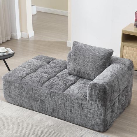 Canapé convertible 1 place confortable avec coussin, gris (1/5)
