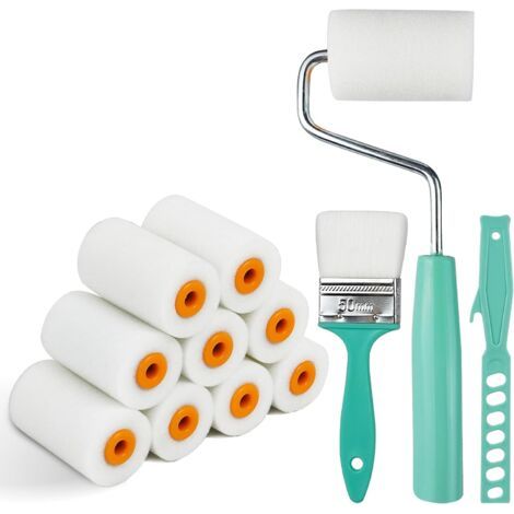 BUNTHAUS Lot de 12 petits rouleaux de peinture en mousse avec poignées - Pour dessiner et colorier - En mousse haute densité - Mini rouleau de peinture pour meubles - Peinture et rénovation (1/4)