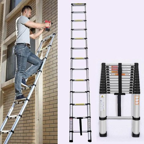 Échelles Télescopiques 5m, Escabeau Aluminium Telescopique Escabeau Extensible - Réglage de la Hauteur Libre, Charge Maximale 150kg (1/5)