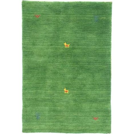 Tapis Gabbeh tissé Tapis Agra - Tapis en laine  - 90x60cm, Rectangular - 100% Laine vierge - Tissé main - Vert