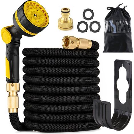 Garden Hose 75ft,Original Length 23ft Flexible and Lightweight, with 8 Functional Nozzles, Portable and Anti-Kink, for Outdoor and Garden, for Car Wash, Yard, RV, Lawn (1/4)