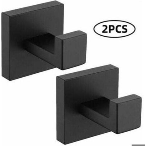 Crochet Mural - Acier Inoxydable 304 - Noir - 5,4 x 5,4 x 6 cm - Pour Salle De Bain Et Cuisine - Lot De 2 (1/4)