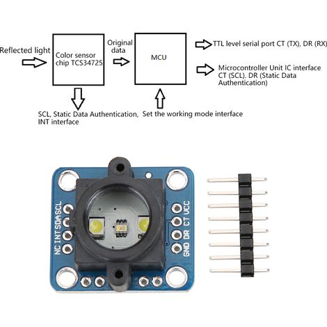 Carte de circuit imprimé pour capteur de reconnaissance des couleurs, accessoire électrique, luminosité LED réglable TCS34725 (1/5)