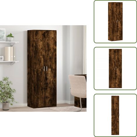 The Living Store Highboard Räuchereiche 60x35x180 cm Holzwerkstoff - Hochregal (1/5)