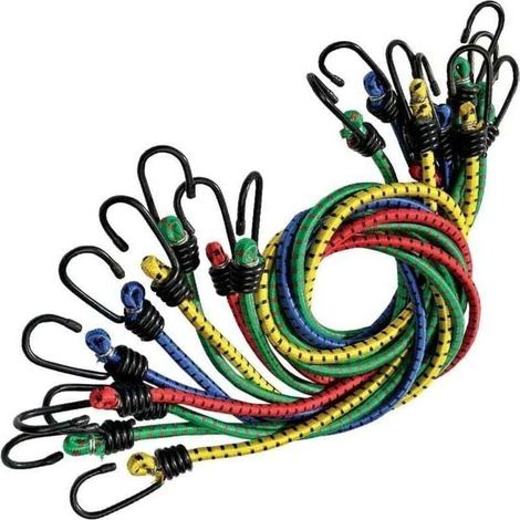 Elastische Kordel mit Haken, 10er-Pack, 80 cm, verschiedene Farben - KZQ