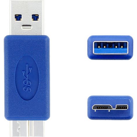 Adattatore accoppiatore USB 3.0 tipo A maschio a USB 3.0 micro B (1/5)