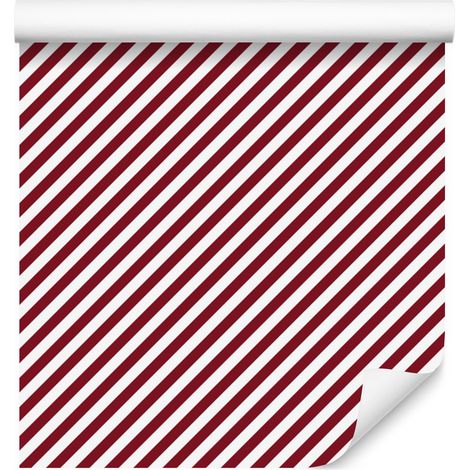 Papier peint à rayures rouges et corail pour salon et chambre 50x1000 cm (1/5)
